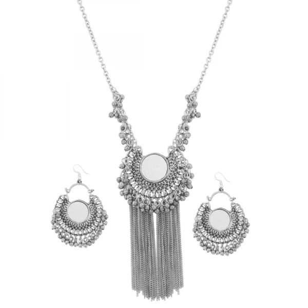 Base Metal And Necklace With Earrings Set For Women