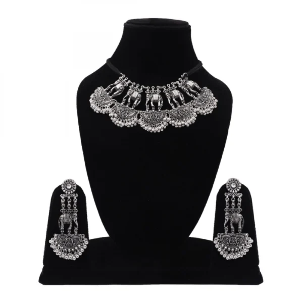 Silver Antique German Oxidized Silver Plated Jewellery Set For Women