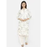 Women's Cotton Solid Patiyala (Color:Half White)