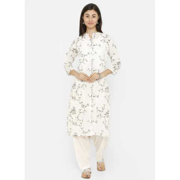 Women's Cotton Solid Patiyala (Color:Half White)
