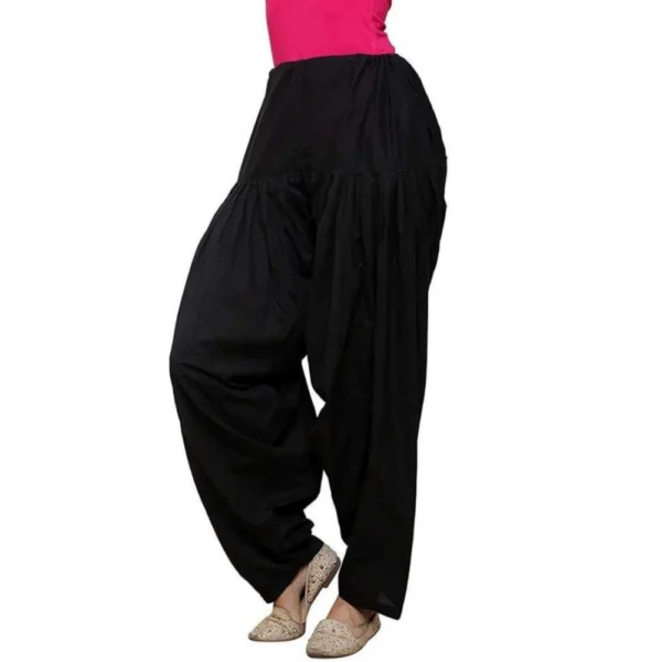 Women's Cotton Solid Patiyala (Color:Black)