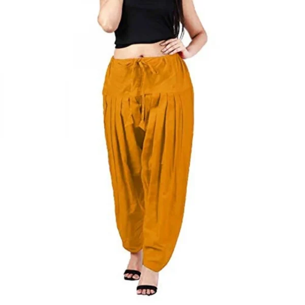 Women's Cotton Solid Patiyala (Color:Musterd)