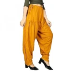 Women's Cotton Solid Patiyala (Color:Musterd)