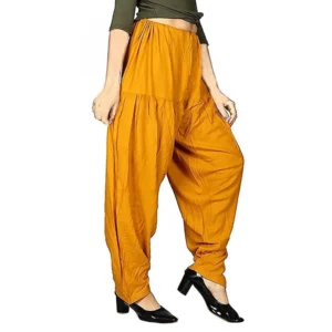 Women's Cotton Solid Patiyala (Color:Musterd)