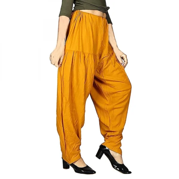 Women's Cotton Solid Patiyala (Color:Musterd)
