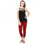 Women's Cotton Leggings (Color:Maroon)