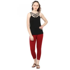 Women's Cotton Leggings (Color:Maroon)