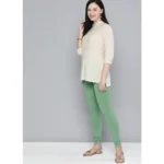 Women's Cotton Leggings (Color:Green Solid)