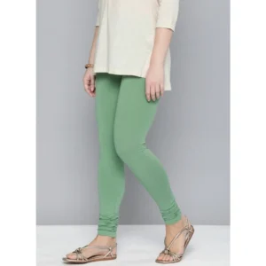 Women's Cotton Leggings (Color:Green Solid)