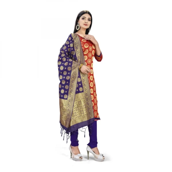 Banarasi Silk Unstitched Salwar-Suit Material Premium Quality With Dupatta (Color: Red)