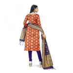 Banarasi Silk Unstitched Salwar-Suit Material Premium Quality With Dupatta (Color: Red)