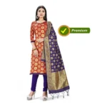 Banarasi Silk Unstitched Salwar-Suit Material Premium Quality With Dupatta (Color: Red)