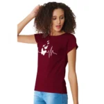 Women's Cotton Western Wear T Shirt (Maroon)