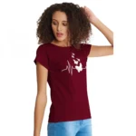 Women's Cotton Western Wear T Shirt (Maroon)