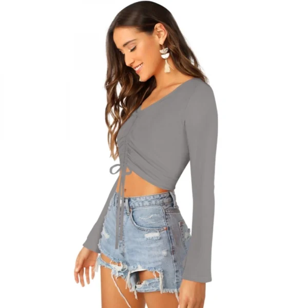 Women's 95% Polyester 5% Spandex Western Wear Tops (Grey)