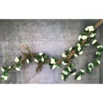 Artificial White Rose Vine Flowers Plants Artificial Flower Creeper Hanging Rose For Home Decoration (Color: White, Material: Silk Polyester)