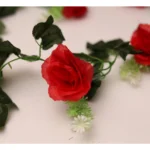 Artificial Red White Filler Rose Vines Flowers Plants Artificial Flower Creeper Hanging Rose For Home Decoration (Color: Red, Material: Silk Polyester)