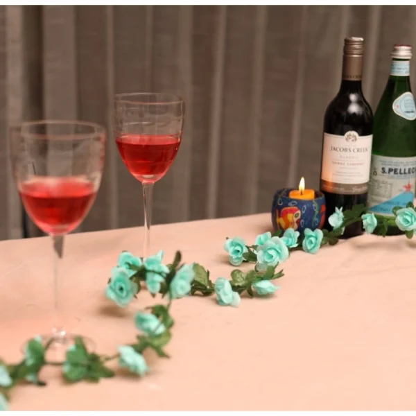 Artificial Flower Creeper Hanging Rose Garland For Home Decoration (Color: Blue, Material: Silk Polyester)
