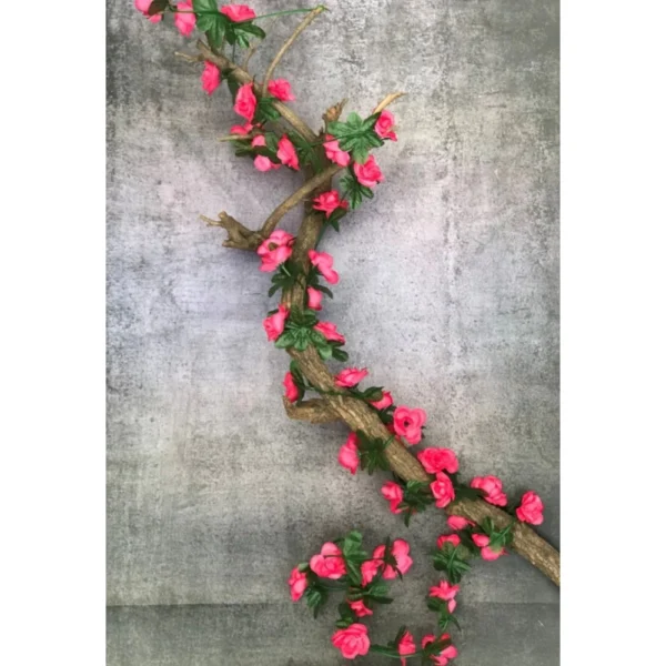 Artificial Darkpink Rose Vine Flowers Plants Artificial Flower Creeper Hanging Rose For Home Decoration (Color: DarkPink, Material: Silk Polyester)