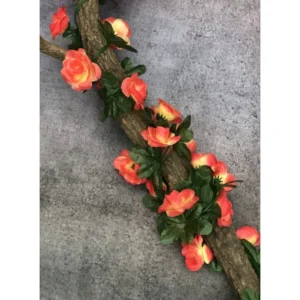 Artificial Orange Rose Vine Flowers Plants Artificial Flower Creeper Hanging Rose For Home Decoration (Color: Orange, Material: Silk Polyester)