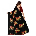 Women's Faux Georgette Saree With Blouse (Black, 5-6Mtrs)