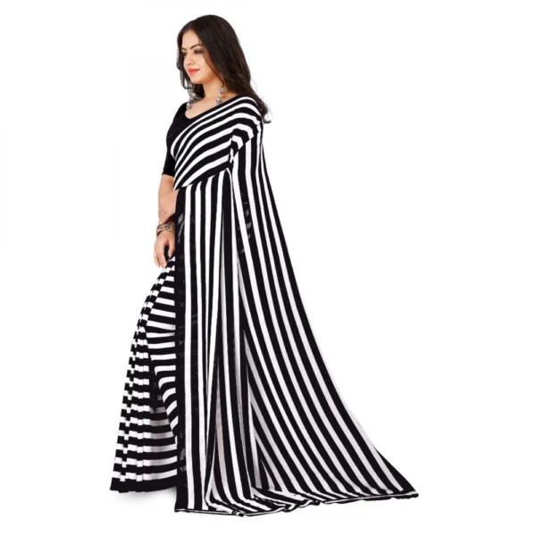 Women's Faux Georgette Saree With Blouse (Black, 5-6Mtrs)