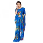 Women's Faux Georgette Saree With Blouse (Blue, 5-6Mtrs)