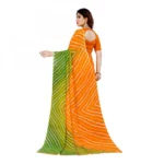 Women's Faux Georgette Saree With Blouse (Yellow, 5-6Mtrs)