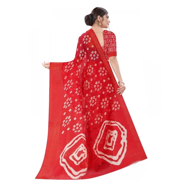 Women's Cotton Silk Saree With Blouse (Red, 5-6mtrs)