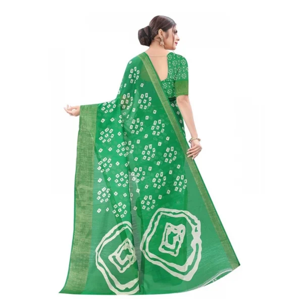 Women's Cotton Silk Saree With Blouse (Light Green, 5-6mtrs)