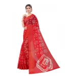 Women's Cotton Silk Saree With Blouse (Red, 5-6mtrs)