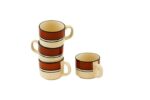 Freakway Hand-Painted Studio Pottery Off White and Brown Hand Painted Ceramic Coffee Mugs Set of 4/ Tea Cups