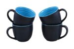 Freakway Kitchen Handmade Ceramic Soup Bowls with Spoons (Set of 2, 380 ML, Dishwasher & Microwave Safe) Black & Green-Luxuay Look