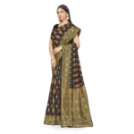 Women's Banarasi Silk Saree With Blouse (Black, 5-6Mtrs)