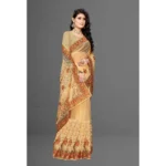 Women's Net Saree With Blouse (Chiku, 5-6Mtrs)