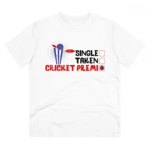 Men's PC Cotton Cricket Design Printed T Shirt (Color: White, Thread Count: 180GSM)
