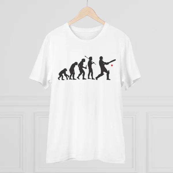 Men's PC Cotton Cricket Design Printed T Shirt (Color: White, Thread Count: 180GSM)