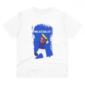 Men's PC Cotton Cricket Design Printed T Shirt (Color: White, Thread Count: 180GSM)