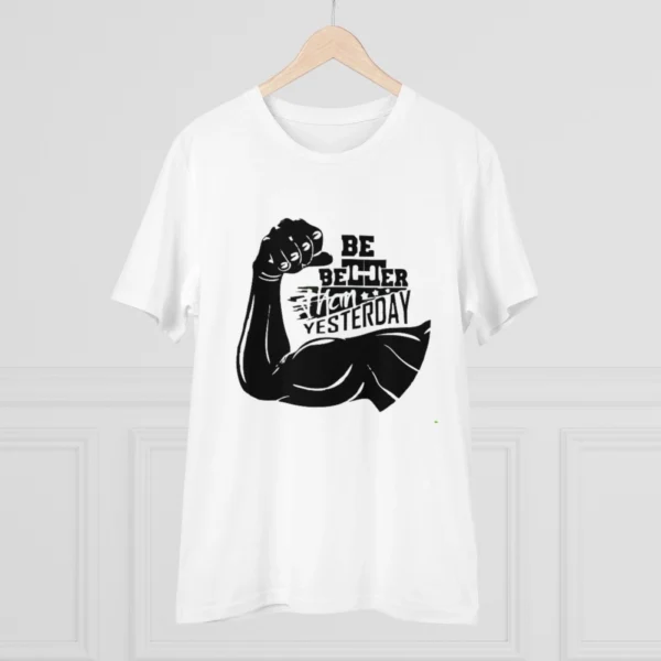 Men's PC Cotton Be Beter Than Yesterday Printed T Shirt (Color: White, Thread Count: 180GSM)