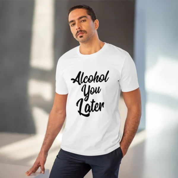 Men's PC Cotton Alcohol You Later Printed T Shirt (Color: White, Thread Count: 180GSM)