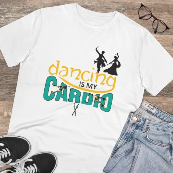 Men's PC Cotton Dancing Is My Cardio Printed T Shirt (Color: White, Thread Count: 180GSM)