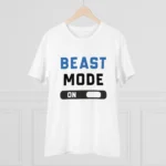 Men's PC Cotton Beast Mode On Printed T Shirt (Color: White, Thread Count: 180GSM)