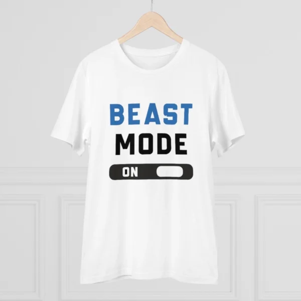 Men's PC Cotton Beast Mode On Printed T Shirt (Color: White, Thread Count: 180GSM)
