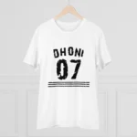 Men's PC Cotton Cricket Design Printed T Shirt (Color: White, Thread Count: 180GSM)