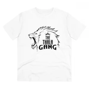 Men's PC Cotton Cricket Design Printed T Shirt (Color: White, Thread Count: 180GSM)