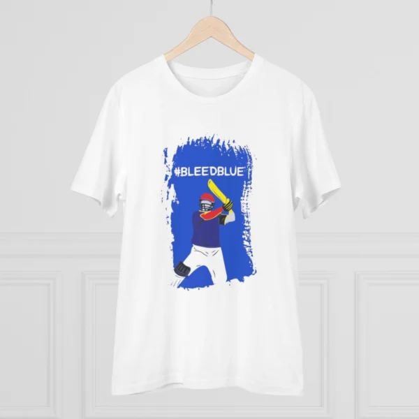 Men's PC Cotton Cricket Design Printed T Shirt (Color: White, Thread Count: 180GSM)