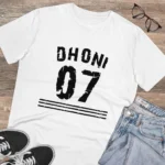Men's PC Cotton Cricket Design Printed T Shirt (Color: White, Thread Count: 180GSM)