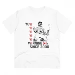 Men's PC Cotton Cricket Design Printed T Shirt (Color: White, Thread Count: 180GSM)