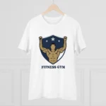 Men's PC Cotton Fittnes Gym Printed T Shirt (Color: White, Thread Count: 180GSM)