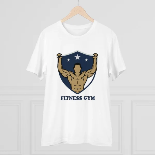 Men's PC Cotton Fittnes Gym Printed T Shirt (Color: White, Thread Count: 180GSM)